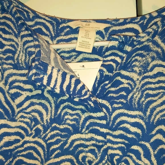 NEW H&M Oversized Waves Linen Shirt Dress - Picture 4 of 5